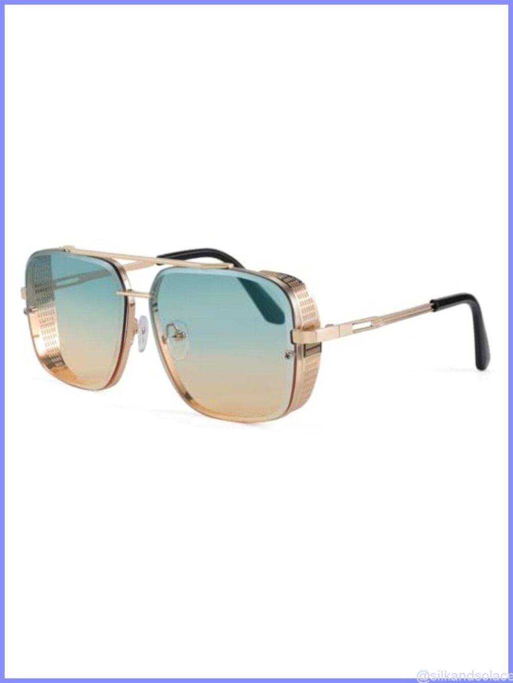 Vintage Pilot Square Sunglasses Polarized UV400 Metal Frame Adjustable Nose Pads